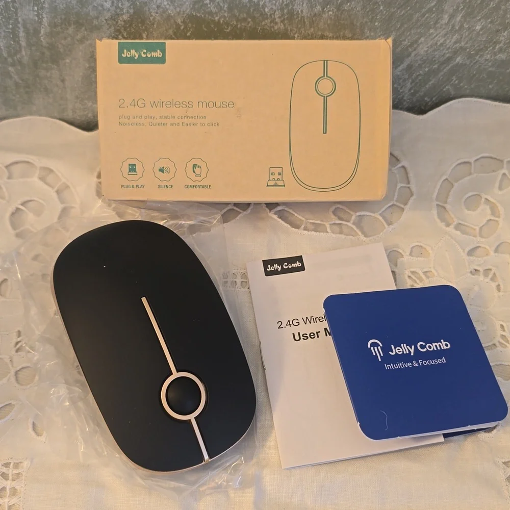 Jelly Comb Black 2.4G Wireless Mouse, Noiseless, Easier To Click New